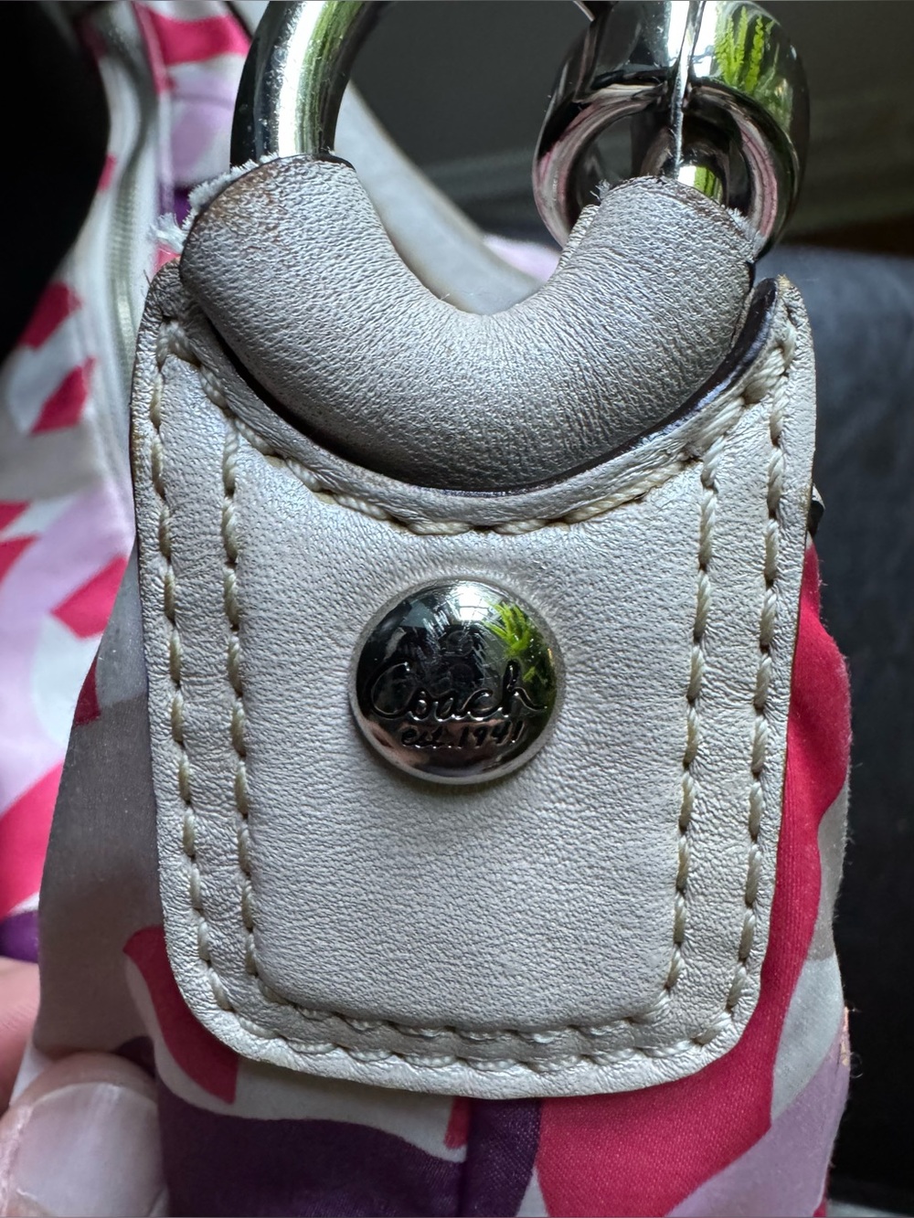COACH Kristin Pink & Purple Signature Hobo Bag with Distressed Leather Strap - Picture 13 of 15